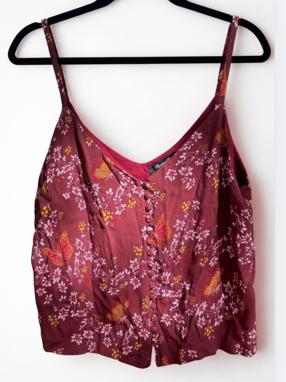 Madewell Butterfly Sanctuary Button Front Cami Tank EUC 6